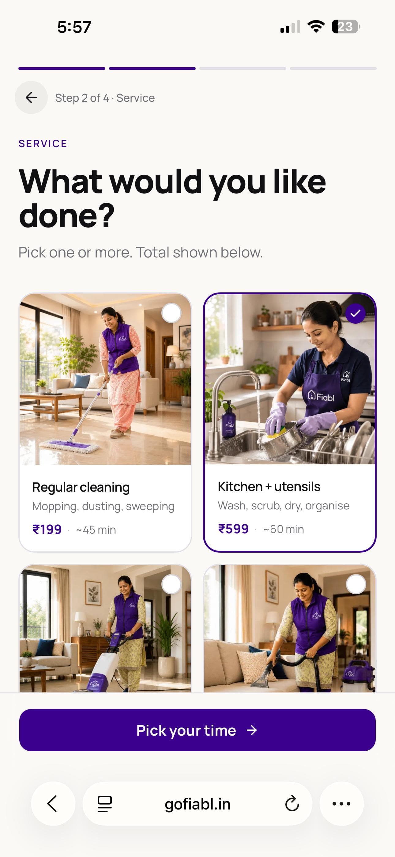 Choose service & time
